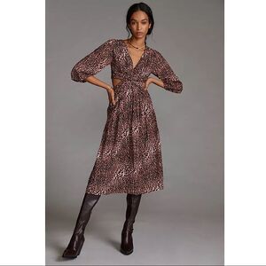 ANTHROPOLOGIE-RANNA Gill Floral Cut Out Midi Dress (Size:Small)